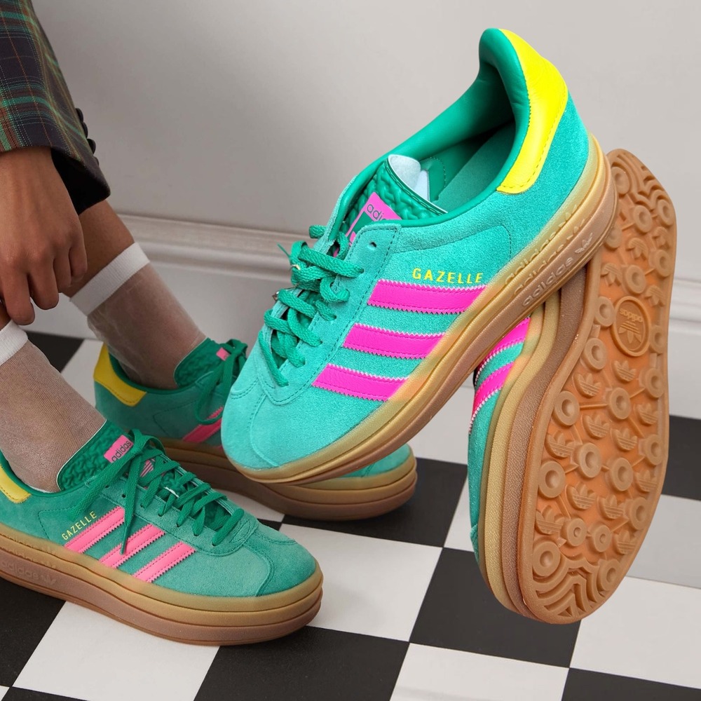 Adidas Gazelle Bold W Platform Sneakers Green Pink Yellow JH9668 Womens 8.5 NWT
